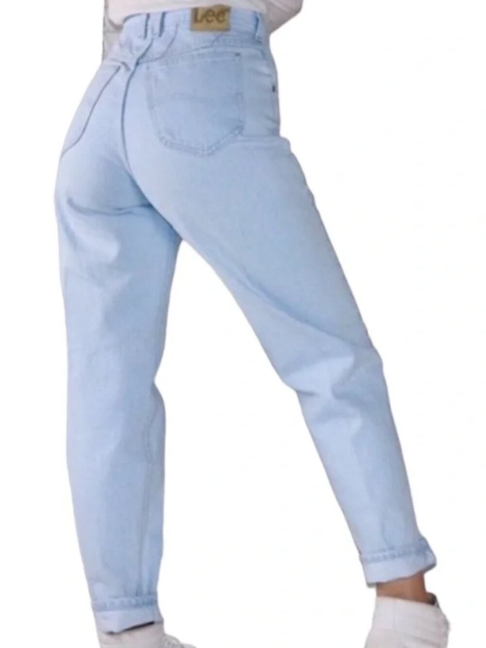 Lee Vintage White Wash Cotton High Rise Mom Jeans 12
